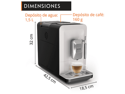 KRUPS My Coffee EA201B — Cafetera superautomática, Táctil, Molinillo, Compacta, Gris