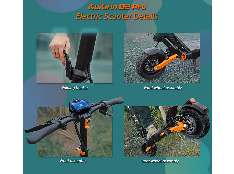 KUKIRIN G2 Pro VMP — Patinete eléctrico, Pot. máx. 500 W, Carga máx. 120 kg, negro (ref. 168226373)
