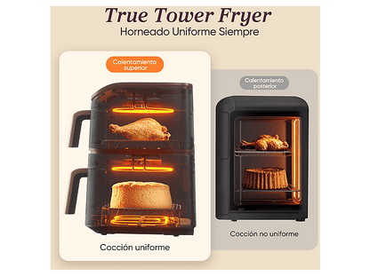COSORI Turbo Tower Pro Smart™ Chef Edition — Freidora de aire, 2630 W, Negro, Doble Resistencia, 10.8 l