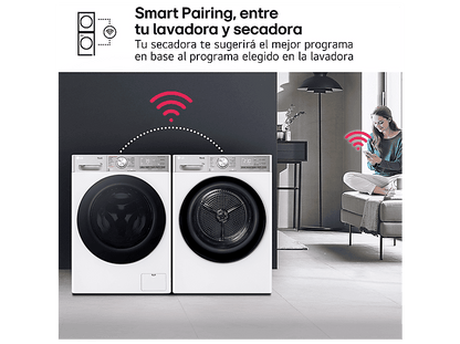 LG RH10V9AV2WR — Secadora bomba de calor, 10 kg, 14 programas, Blanco, Display LED