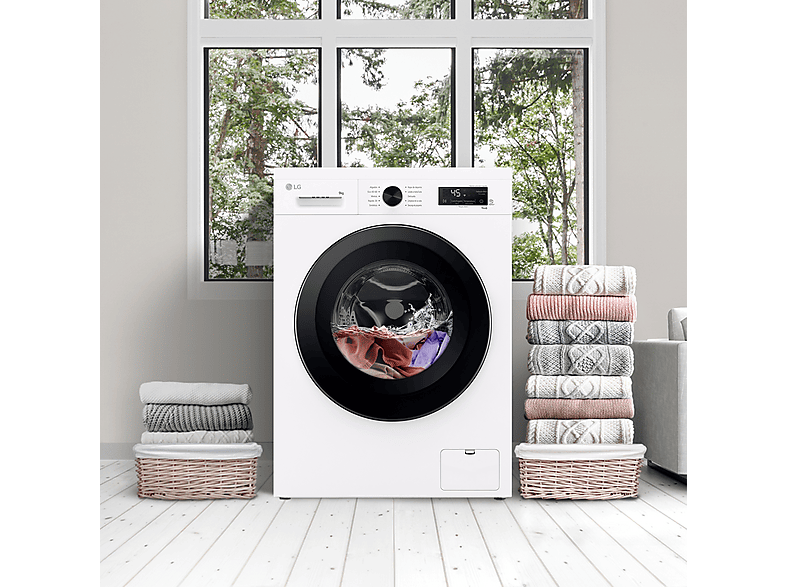 LG F4X1009NWK — Lavadora carga frontal, 9 kg, 10 programas, 1400 rpm, AI Direct Drive™