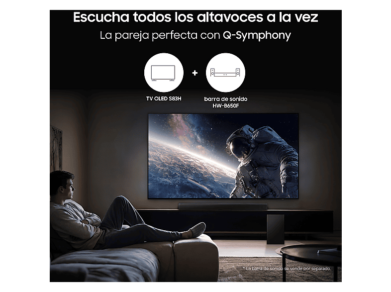 SAMSUNG TQ83S83HAEXXC — TV OLED 83", Negro, OLED 4K, NQ4 AI Gen2 Processor, Smart TV