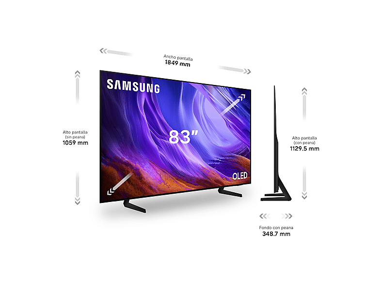 SAMSUNG TQ83S83HAEXXC — TV OLED 83", Negro, OLED 4K, NQ4 AI Gen2 Processor, Smart TV