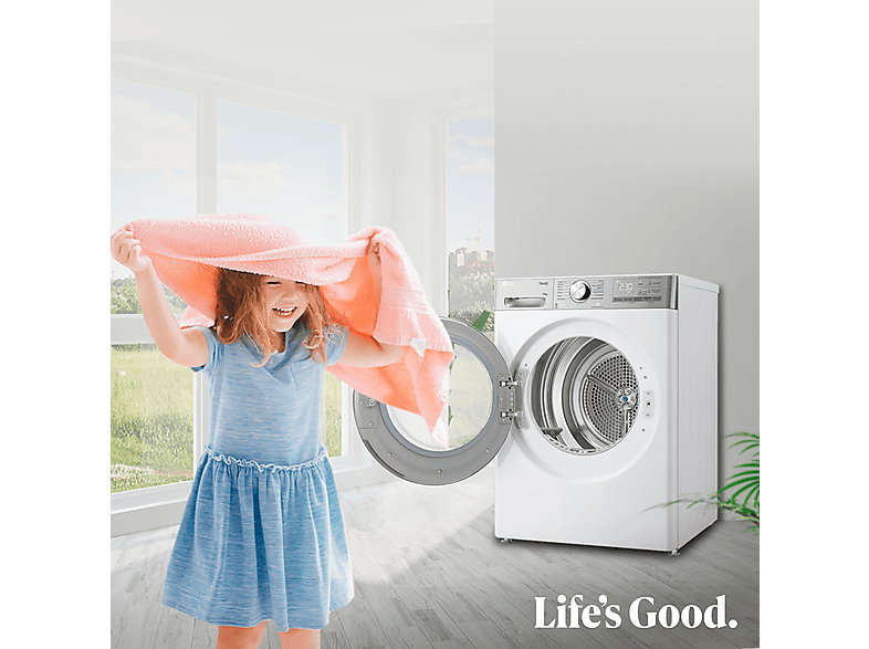 LG RH10V9AV2WR — Secadora bomba de calor, 10 kg, 14 programas, Blanco, Display LED