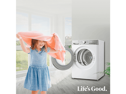 LG RH10V9AV2WR — Secadora bomba de calor, 10 kg, 14 programas, Blanco, Display LED