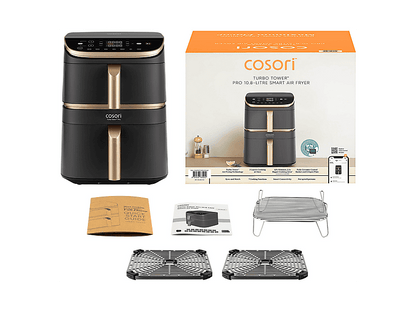 COSORI Turbo Tower Pro Smart™ Chef Edition — Freidora de aire, 2630 W, Negro, Doble Resistencia, 10.8 l